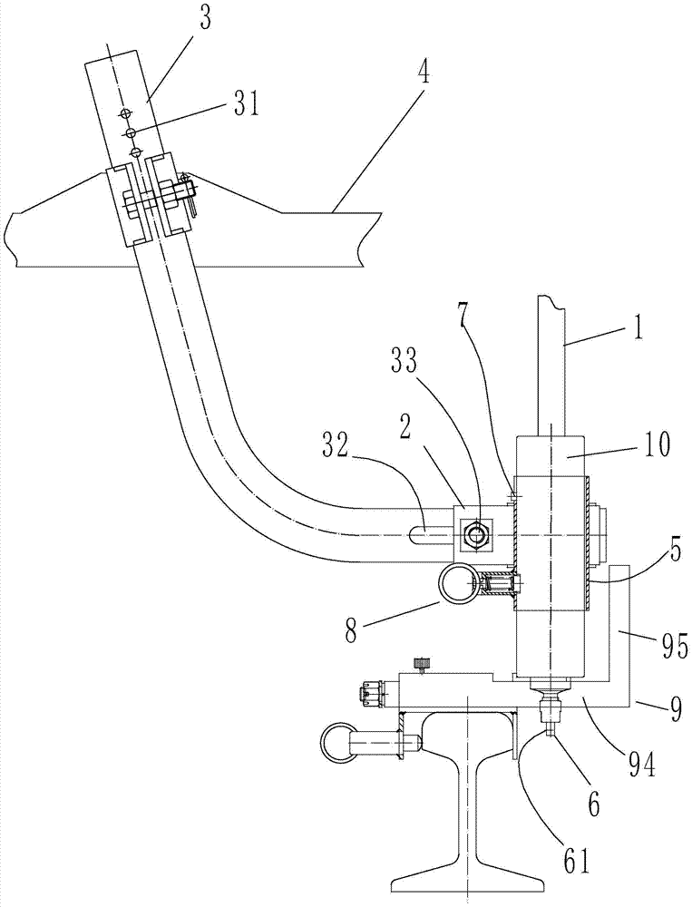 Vehicle-mounted curved rail lubricant lateral spraying device