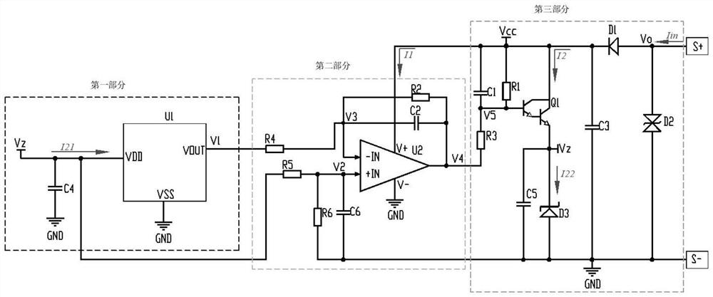 Circuit capable of being used for static acceleration measurement and measurement device