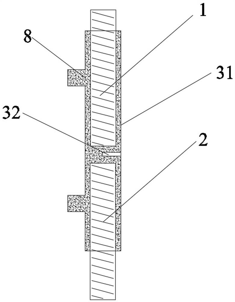 A lightning protection downconductor connection structure and its construction method in a prefabricated building