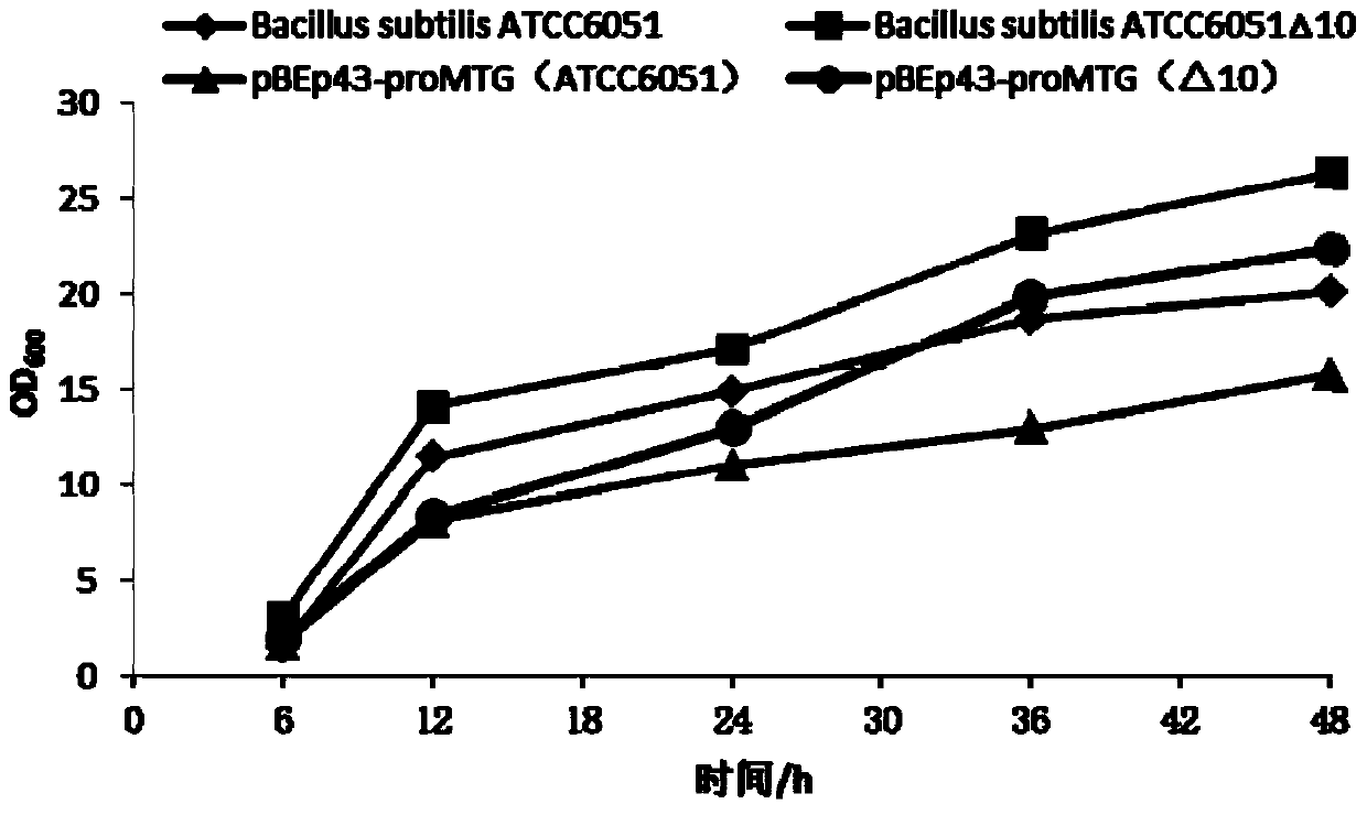 A kind of Bacillus subtilis recombinant strain and its preparation method and application