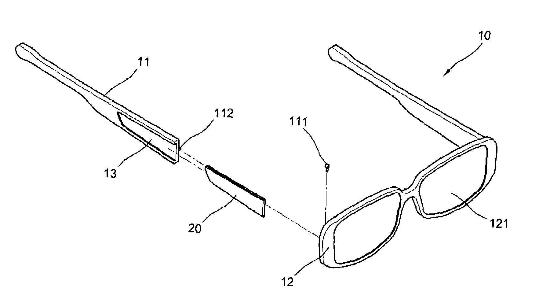 Spectacles for attaching decorative labels