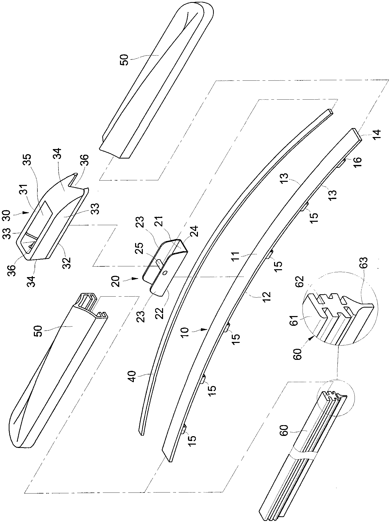 Docile non-bracket type windscreen wiper structure