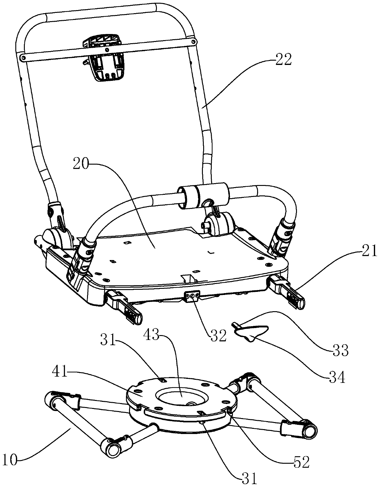 Seat reversing mechanism and baby stroller