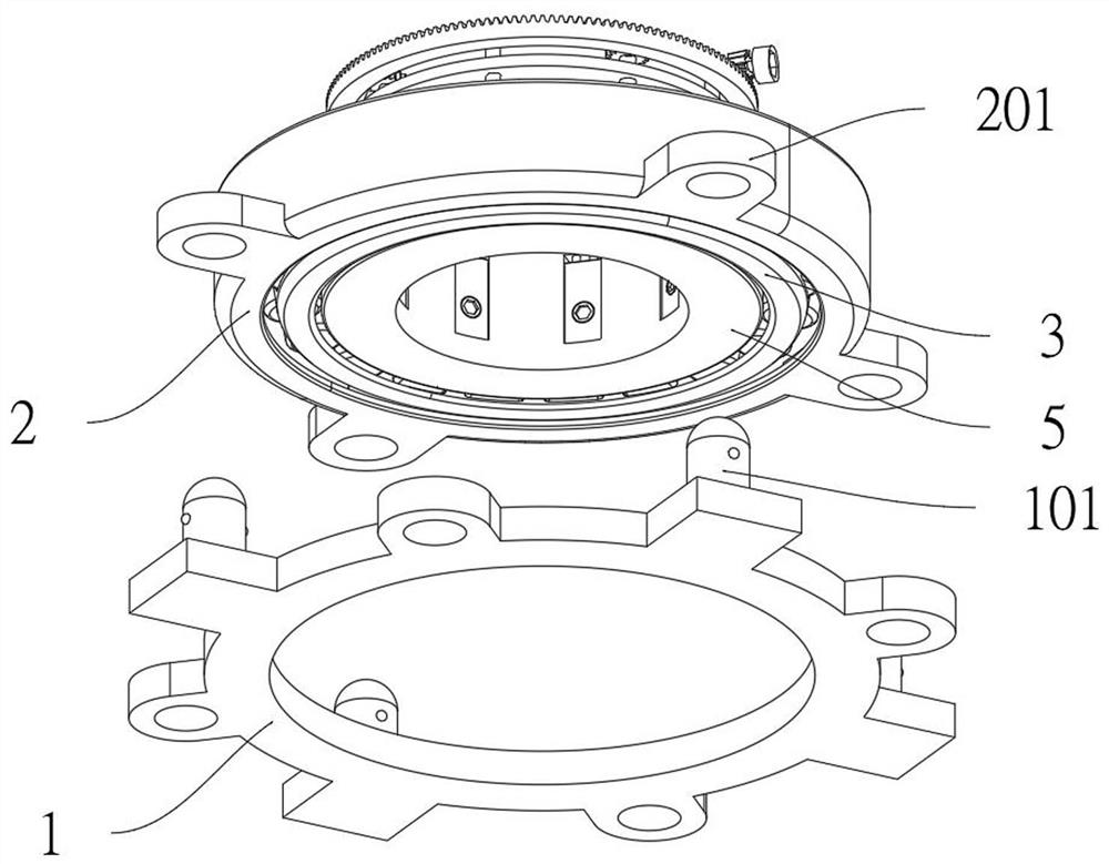 A rotary bearing with adjustable structure for self-locking fixation