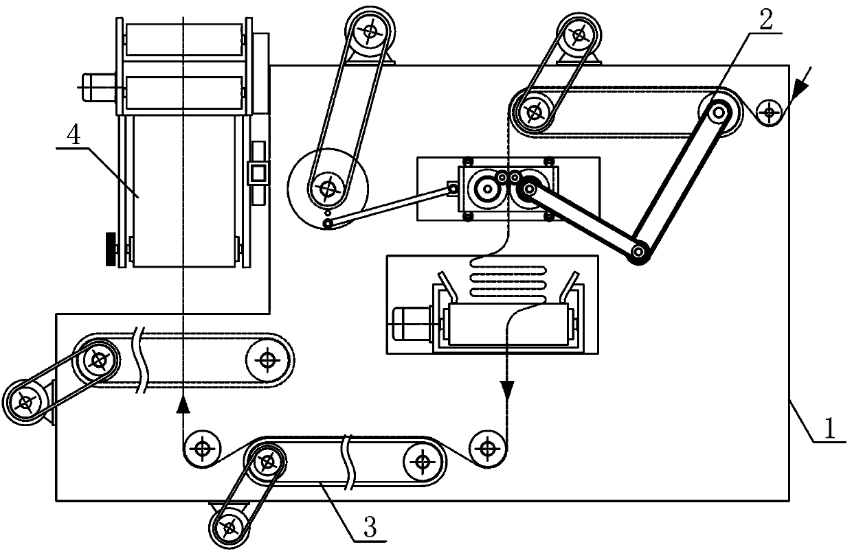 Continuous conveying and stacking device for wool spun gauze