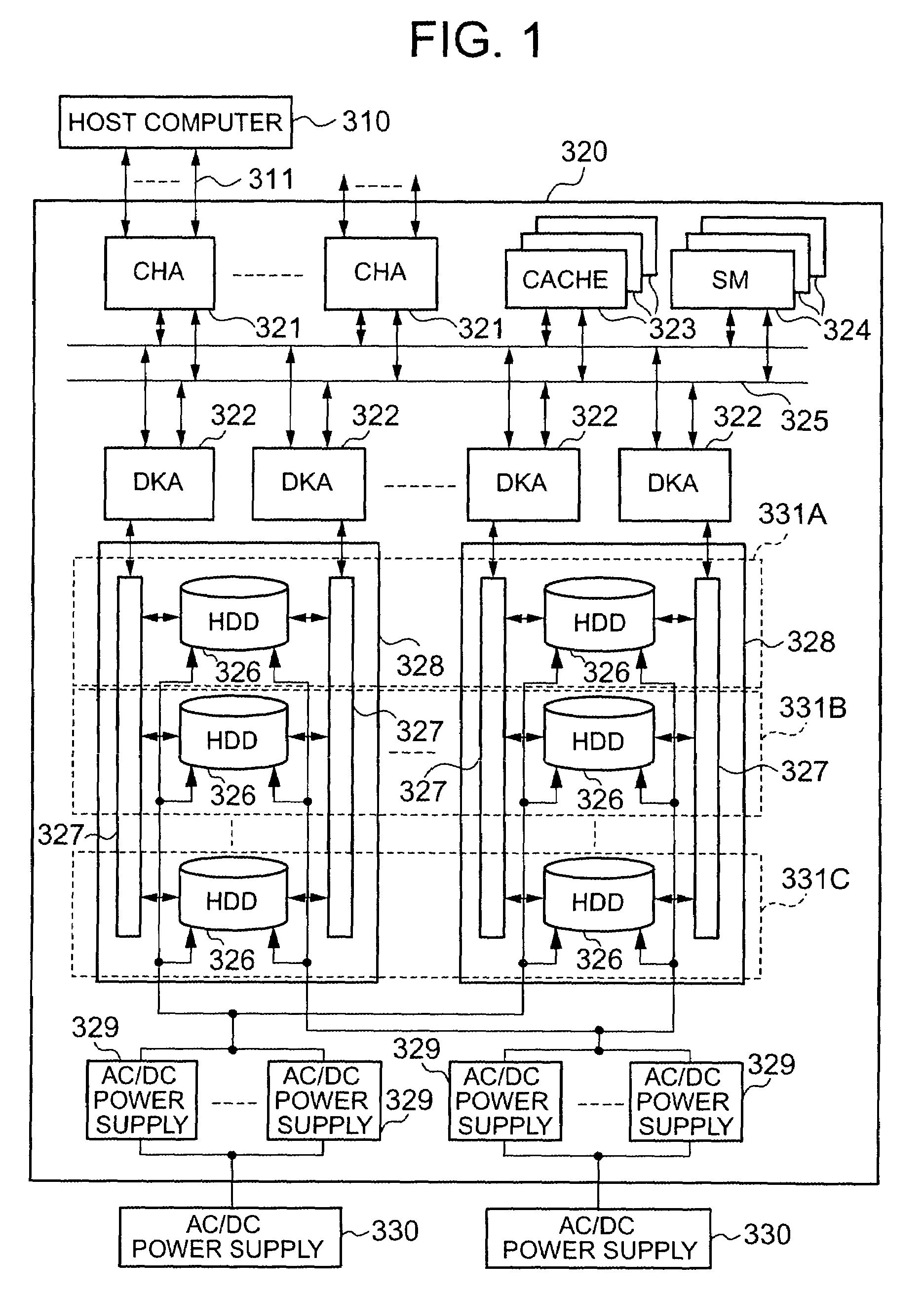 Power supply control system and storage device for holding data just prior to the occurence of an error