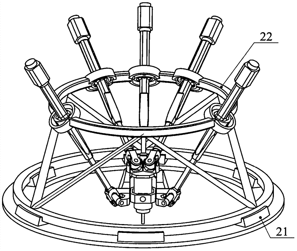 Multi-axis linkage device capable of realizing five-surface machining