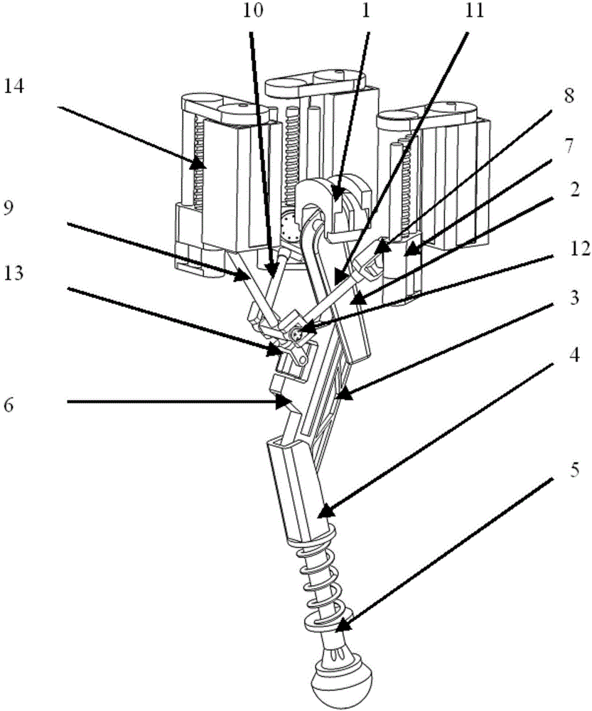 Linear driving walking robot leg structure and parallel four-footed walking robot