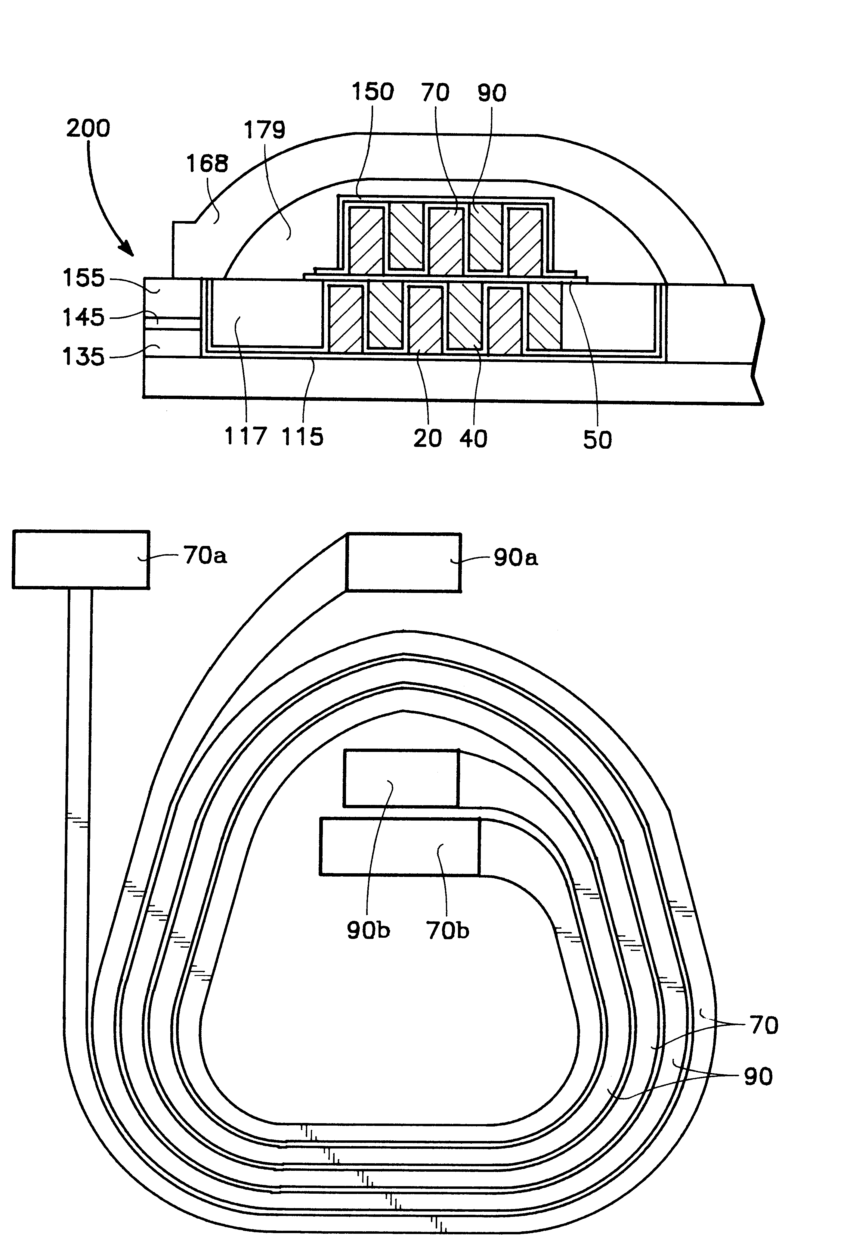 Thin film write head with interlaced coil winding and method of fabrication
