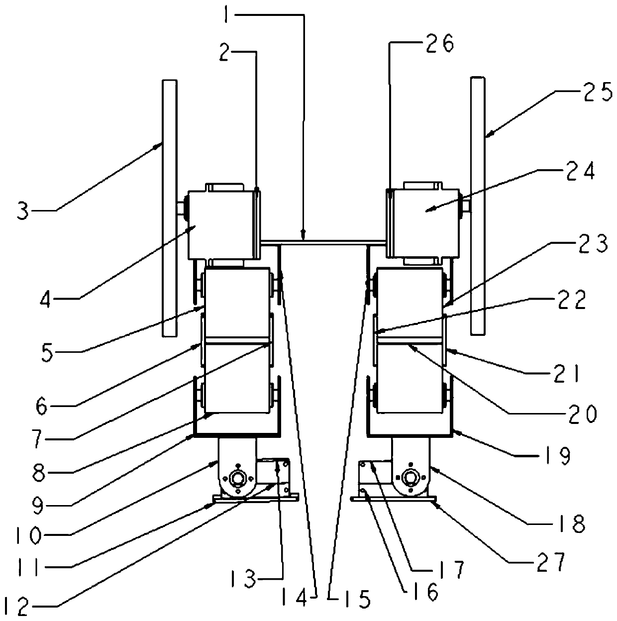 Biped robot capable of conducting wheeled motion and working method thereof