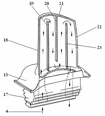 Internal cooling structure with grooves and ribs on front edge of turbine blade and method of internal cooling structure
