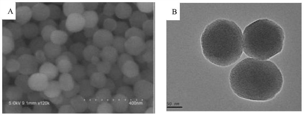 A preparation method of a spherical material for removing formaldehyde gas molecules by double catalytic color development