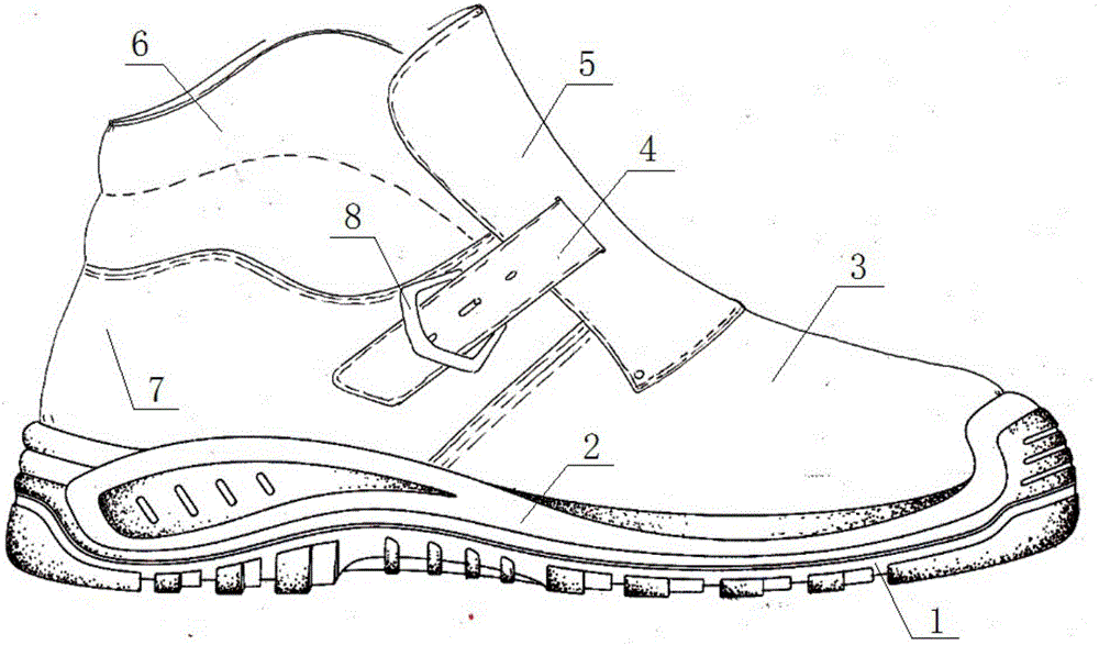 Safety shoe preventing mistaken wearing and losing