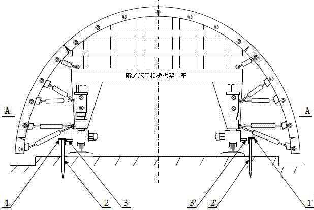 Tunnel construction template arch centering trolley guiding rule positioning method