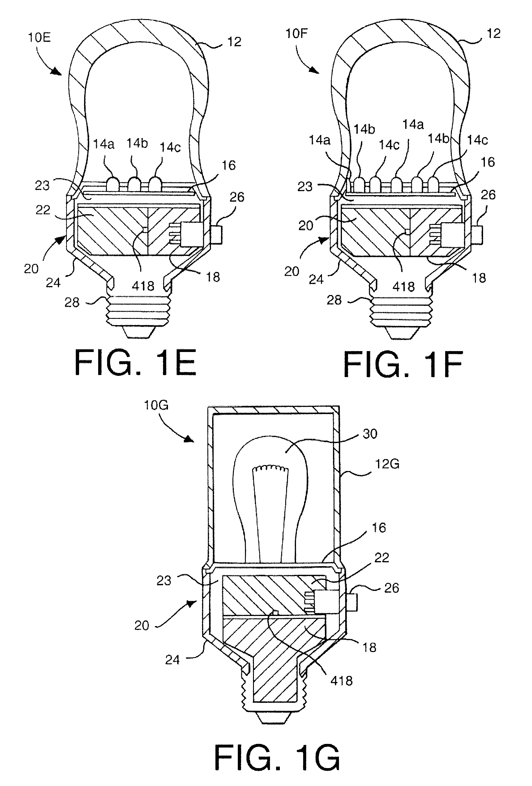 Combination white light and colored LED light device with active ingredient emission