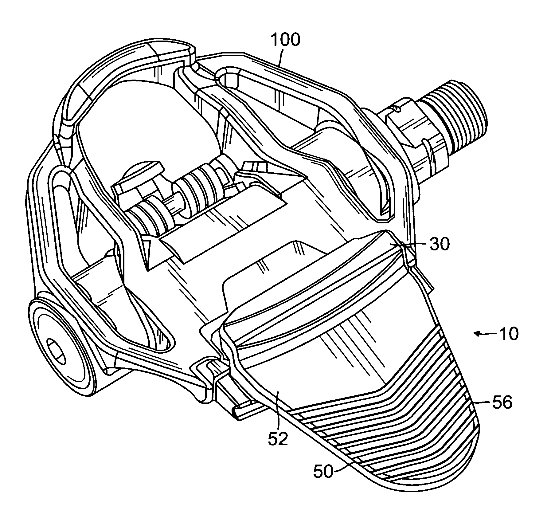 Spring-loaded retention and release mechanism for use on clipless bicycle pedals