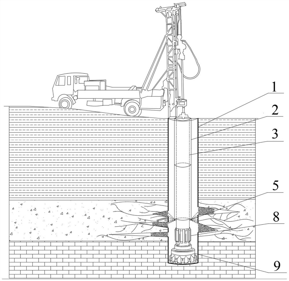 While-drilling water plugging device for emergency rescue drilling