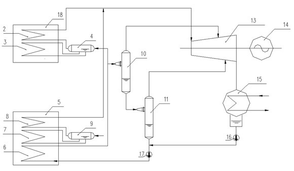 Two-stage flash evaporator capable of improving waste steam utilization efficiency for waste heat generation in cement kiln