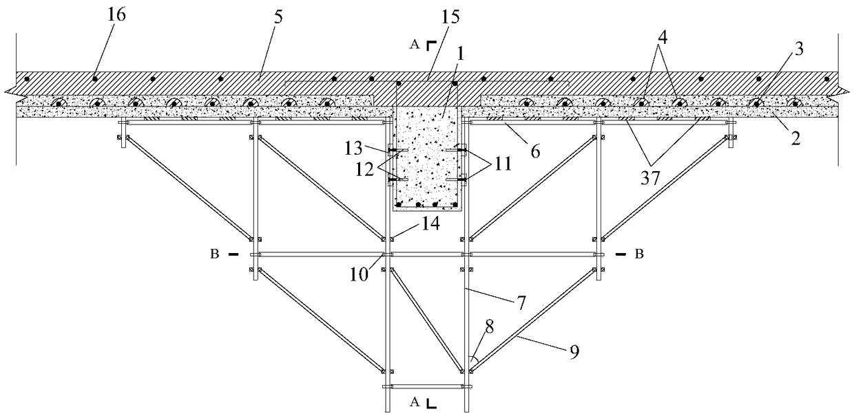 Prefabricated assembly type composite slab suspension supporting structure and composite slab construction method thereof
