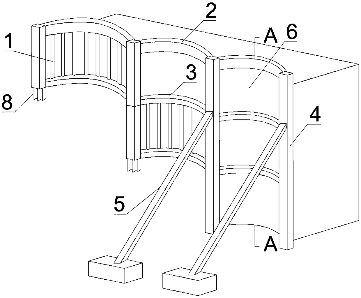 Horizontal-type supporting method for foundation pit of arch shell