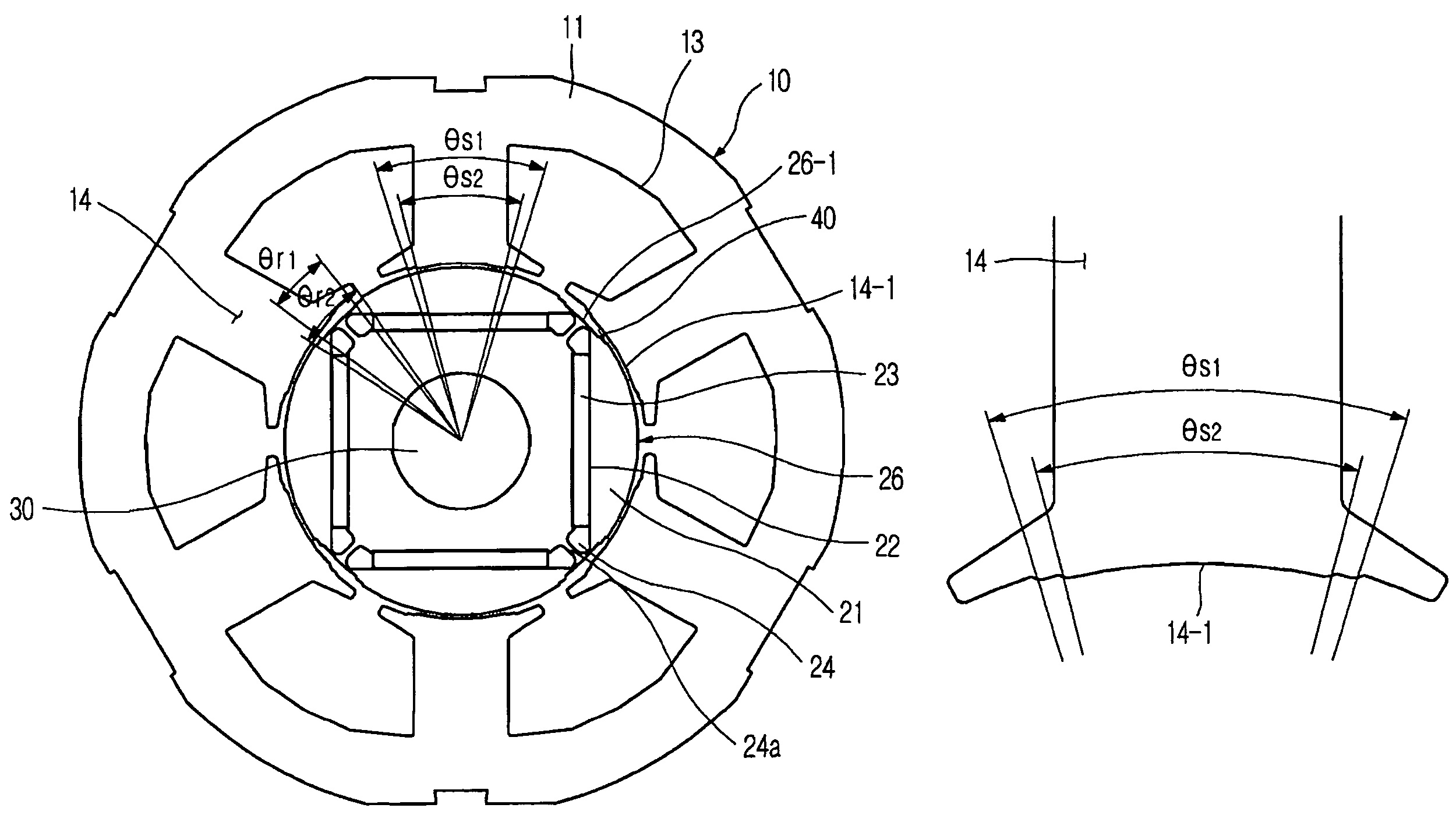 Permanent magnet motor having stator poles with stepped-end-surfaces and rotor with outer-circumferential-recessed surface