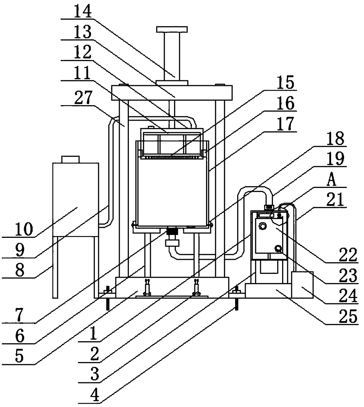 Water and sand separation and measurement device in water and sand uprush test system