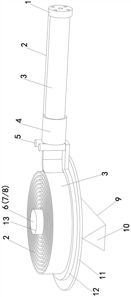 Winding type inflatable telescopic arm capable of working in large range and long distance