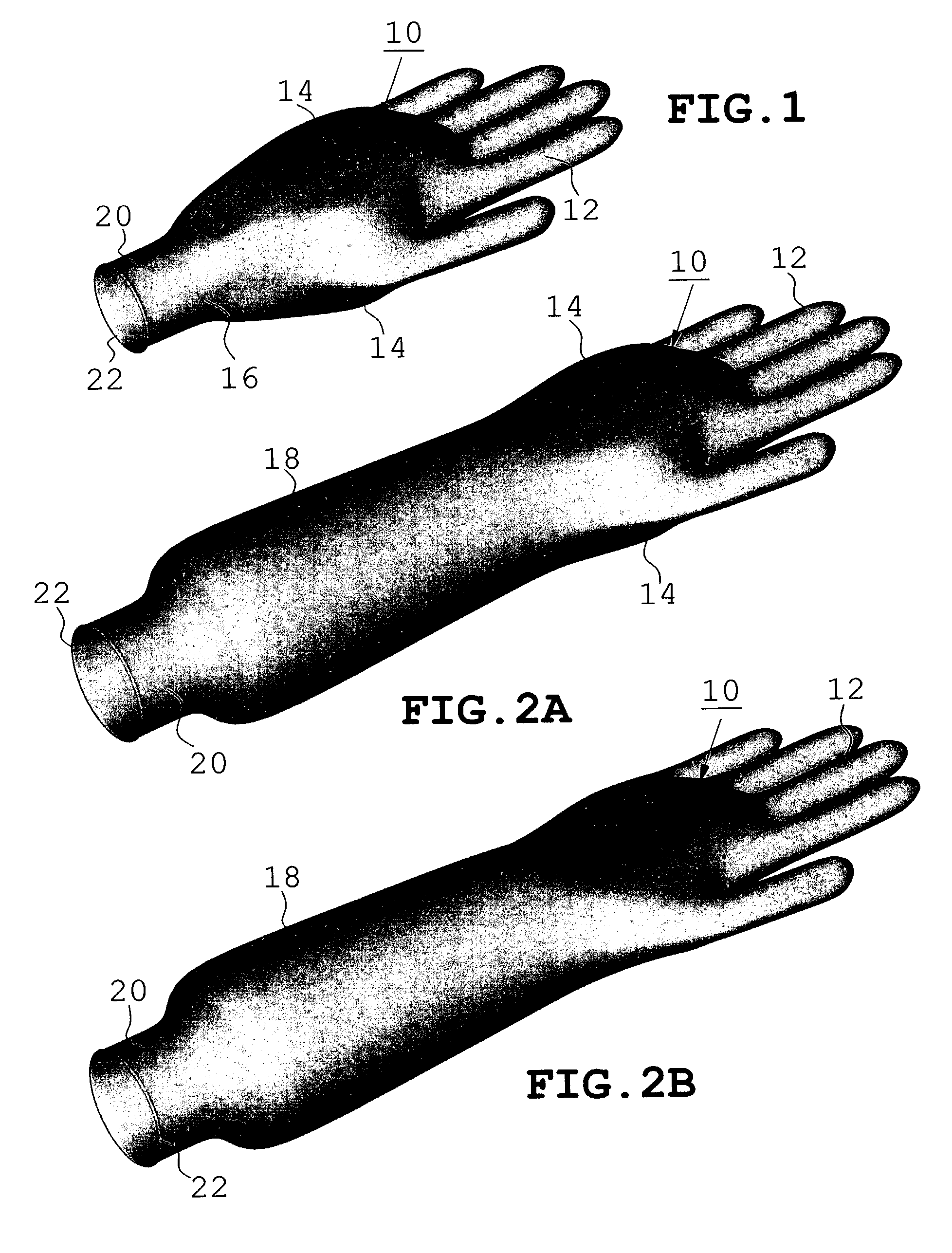 Watertight protective elastomeric gloves