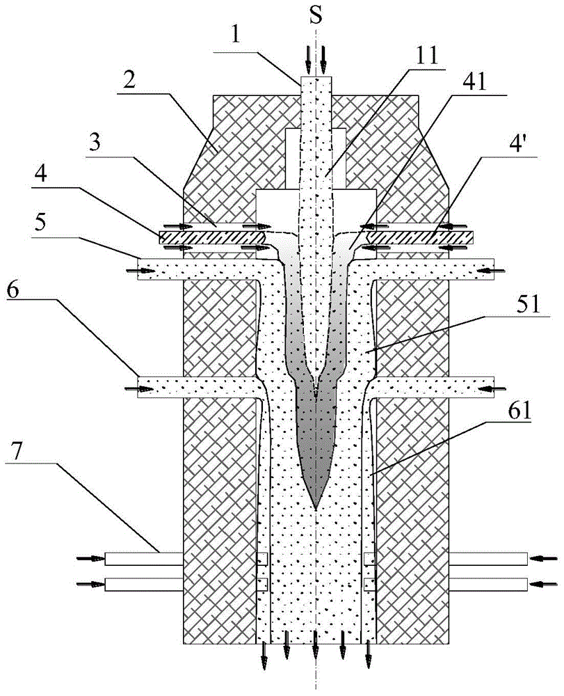 Device for preparing acetylene through pulverized coal pyrolysis by electric arc