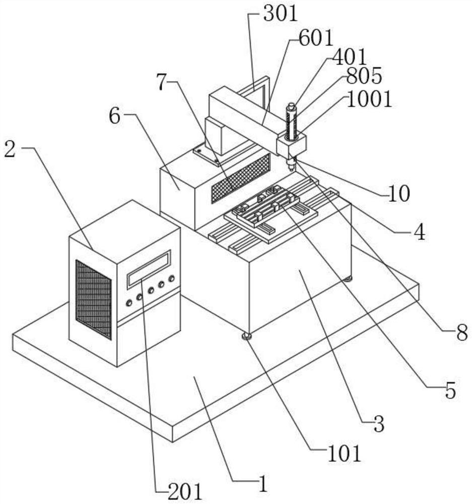 Environment-friendly laser welding equipment capable of achieving limiting and damping effects of clamping piece