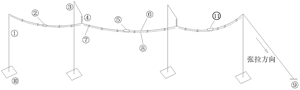 Test method used for transmission line ice coating disconnection
