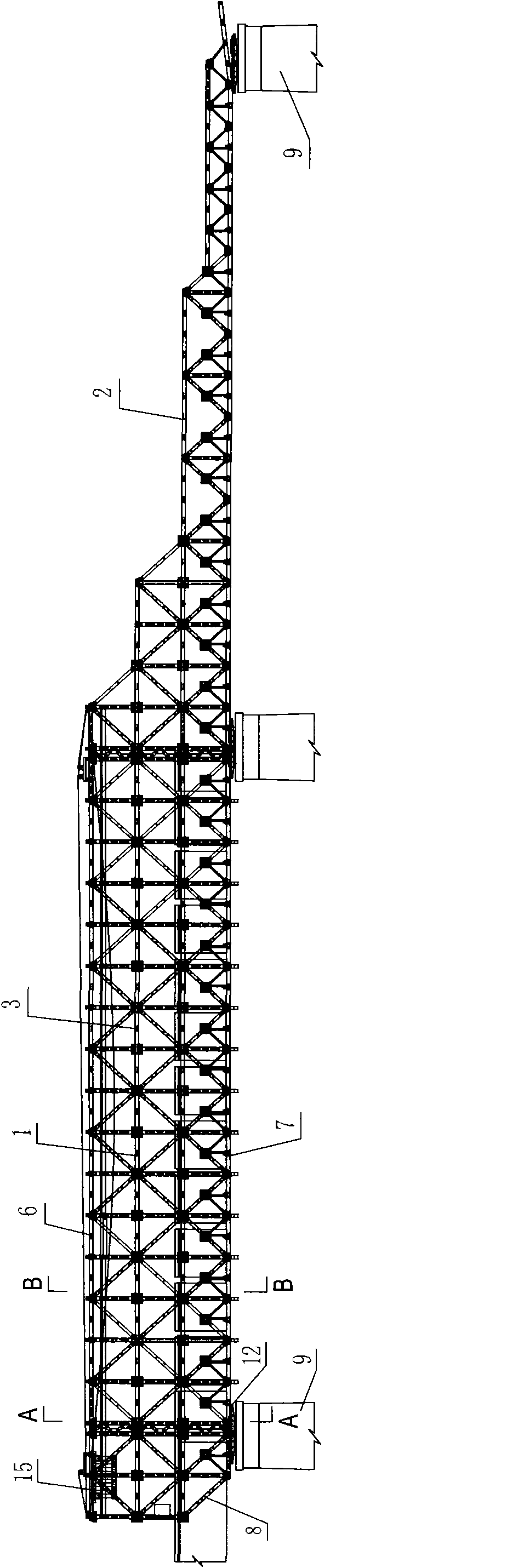 Large-span section assembling bridge manufacturing machine and assembling construction process thereof