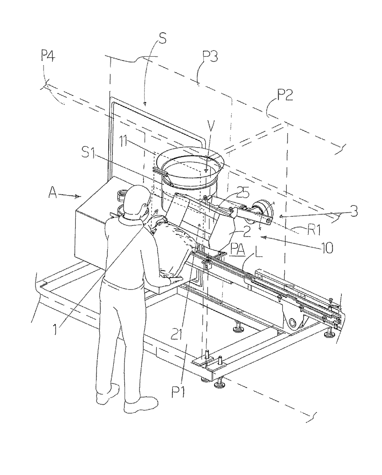 Packing apparatus in a sterile environment with a loading and supply system of articles