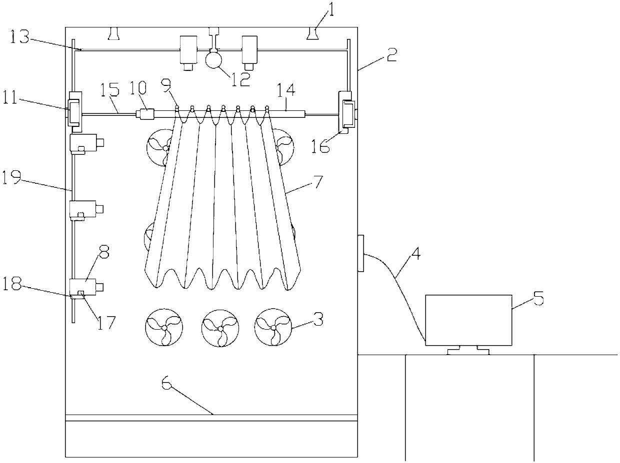 Testing device and method for fabric one-way drape performance