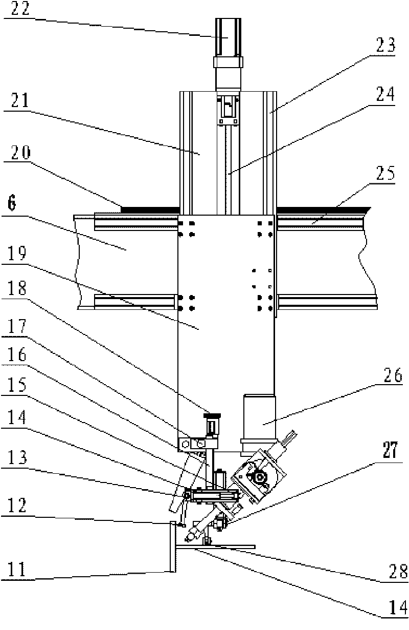 Profiling device and numerical-control gate-type stringer welding machine using same