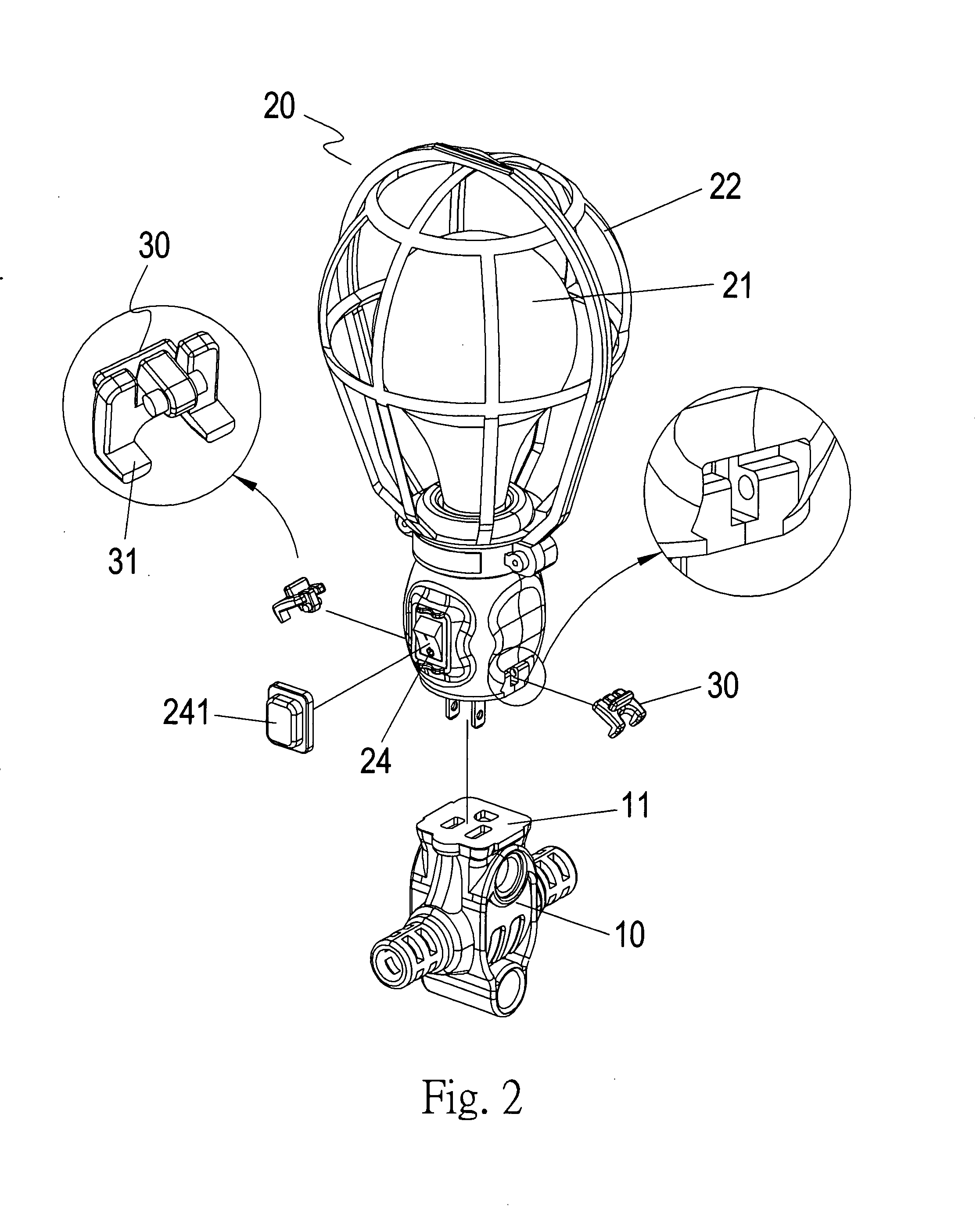 Safety detachable lamp assembly