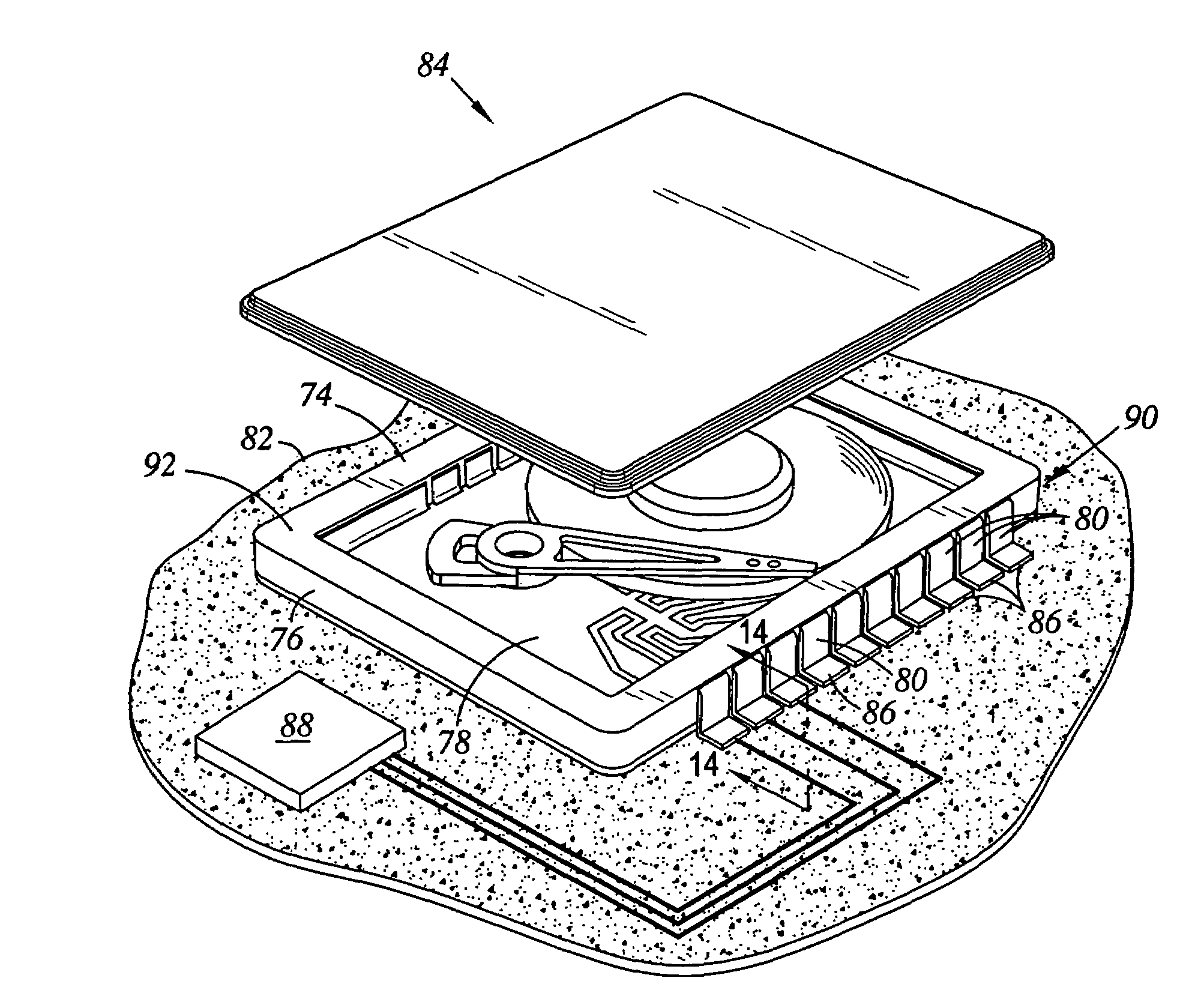 Method of manufacturing a disk drive with a lead frame engaged within a host electronic unit socket