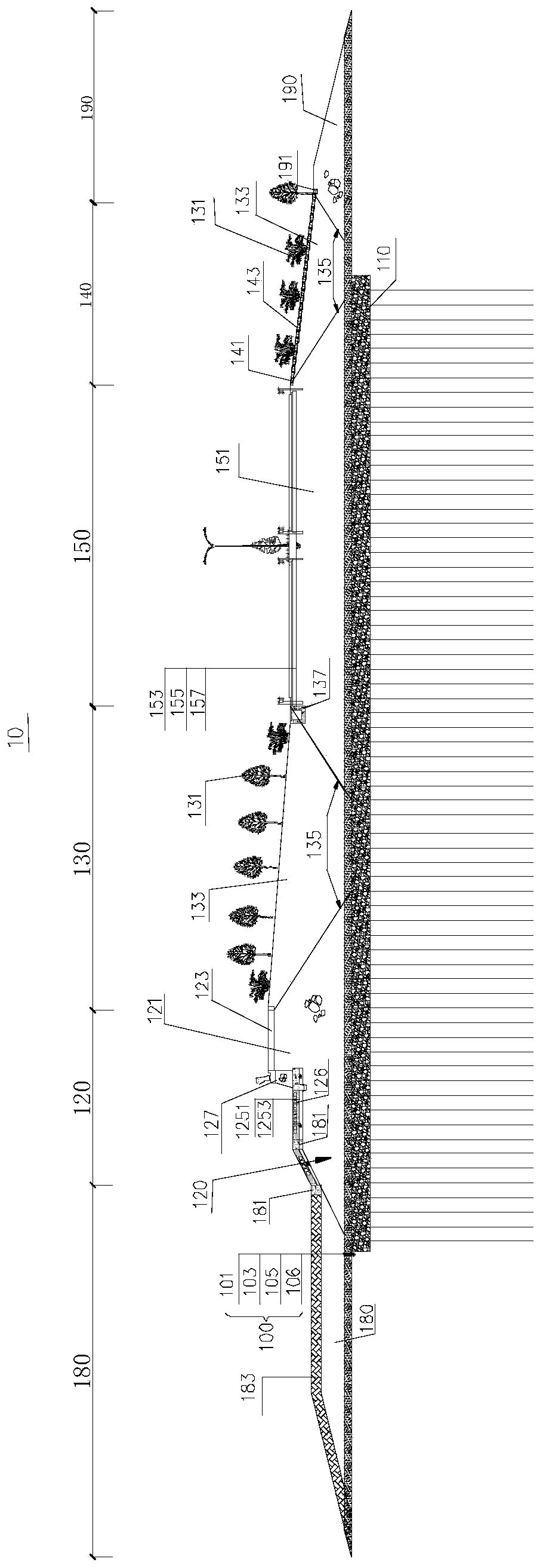 Embankment structure suitable for coastal areas, and construction method thereof