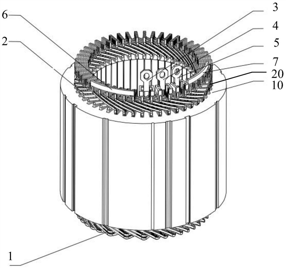 Stator of flat wire motor, and flat wire motor