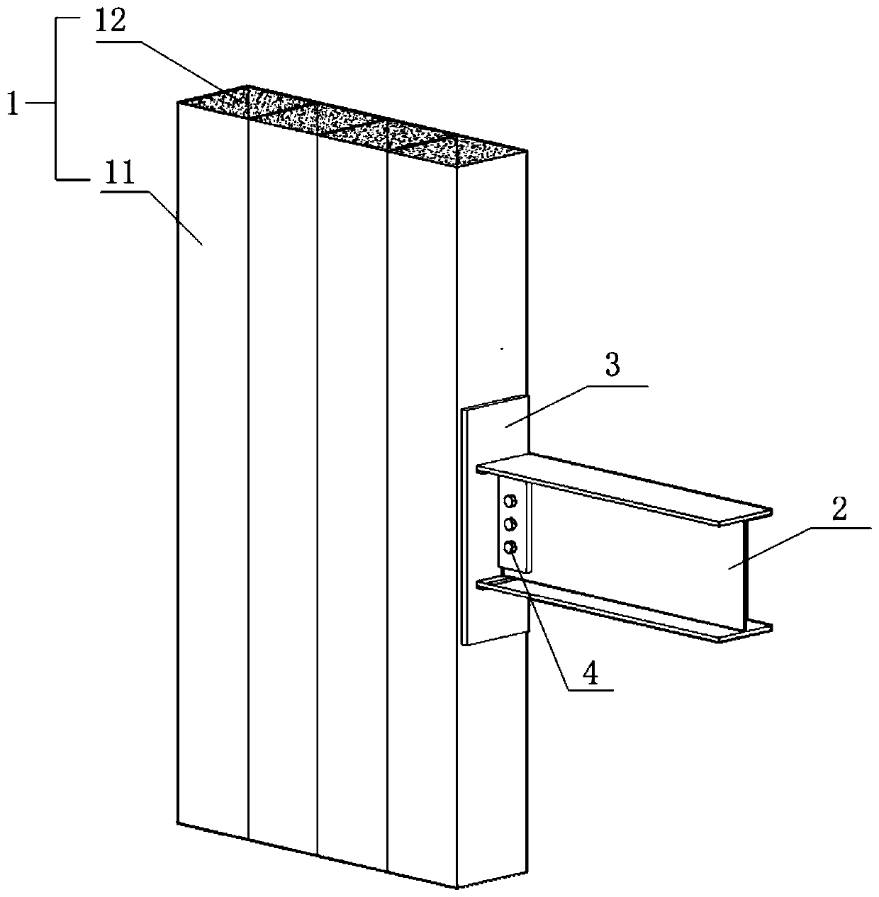 Connection joint for steel pipe beam combined shear wall and steel beam