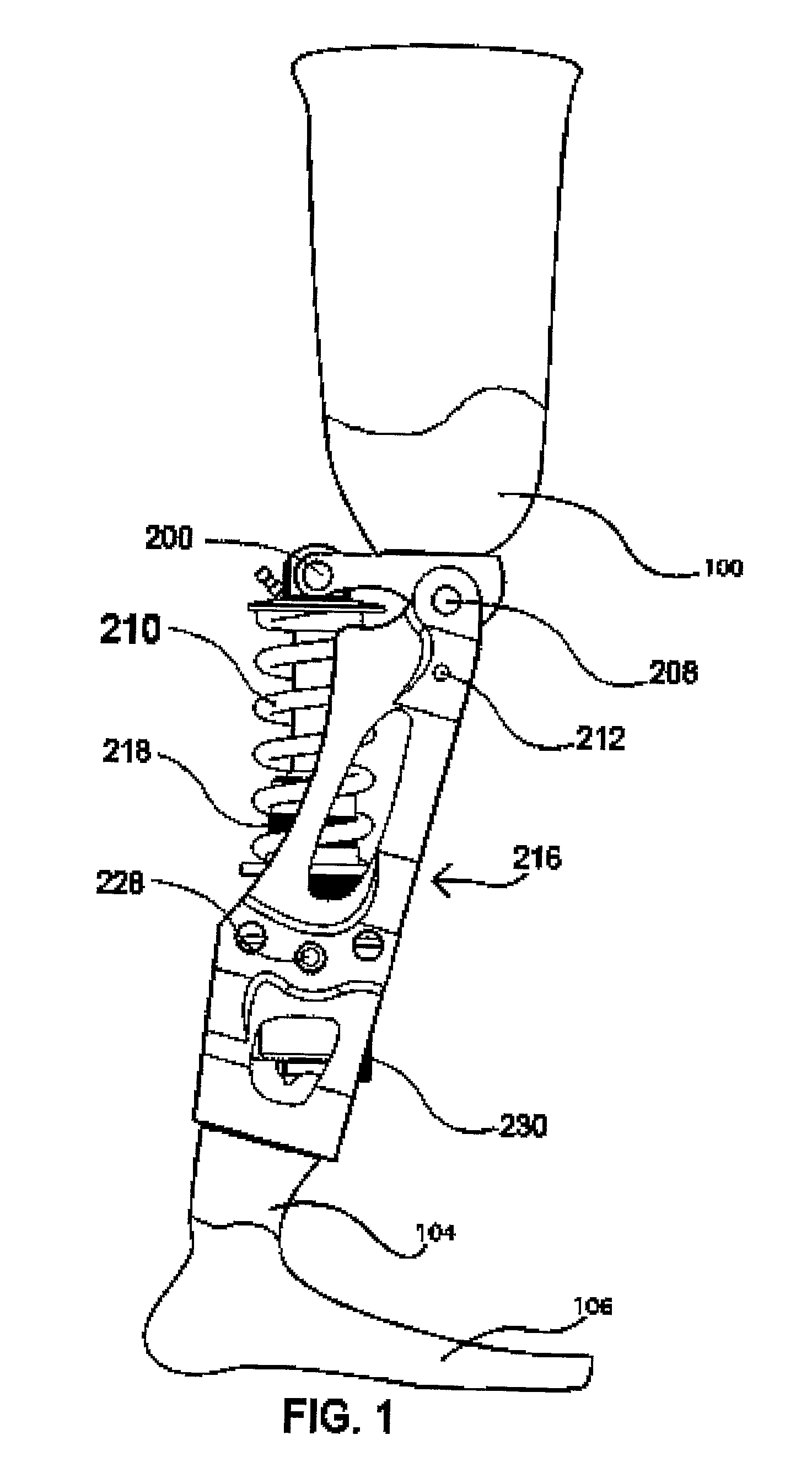 Prosthetic knee and leg assembly for use in athletic activities in which the quadriceps are normally used for support and dynamic function