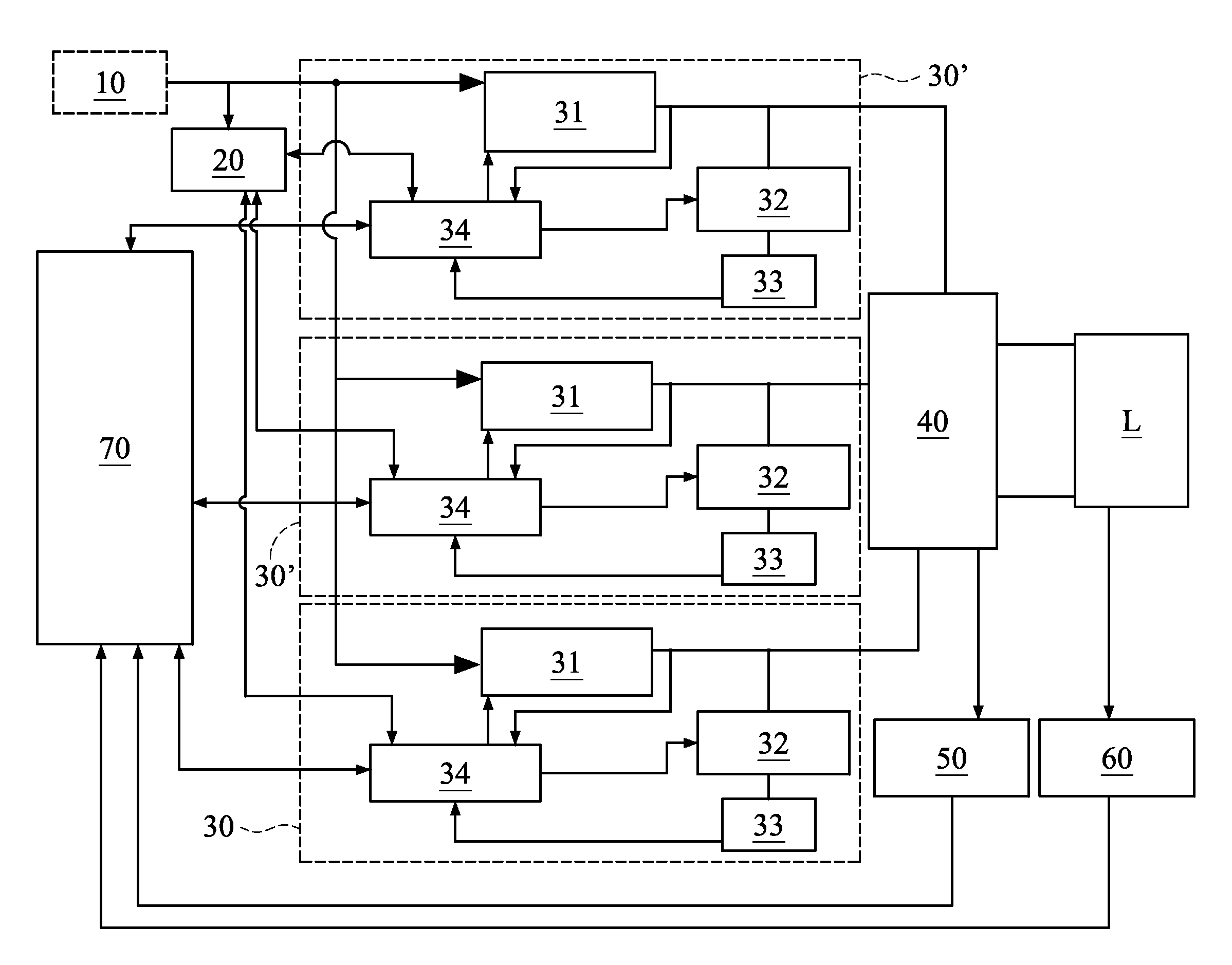 System of a plurality of series-connected converter devices for a fuel cell apparatus and method for controlling the system