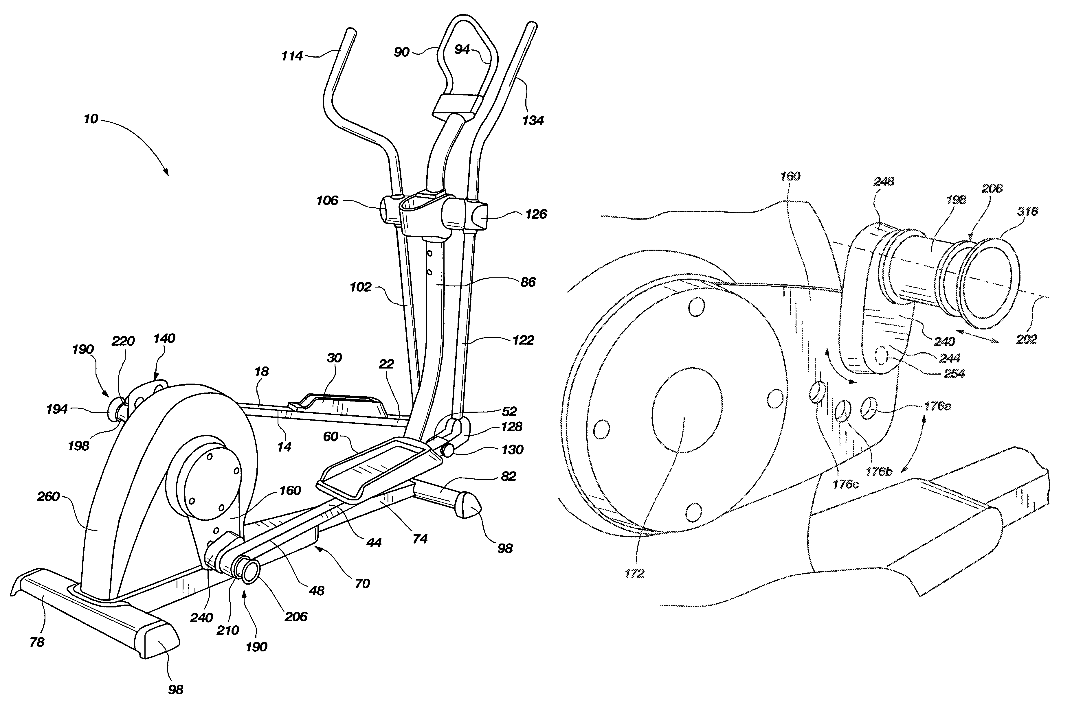 Method and system for varying stride in an elliptical exercise machine