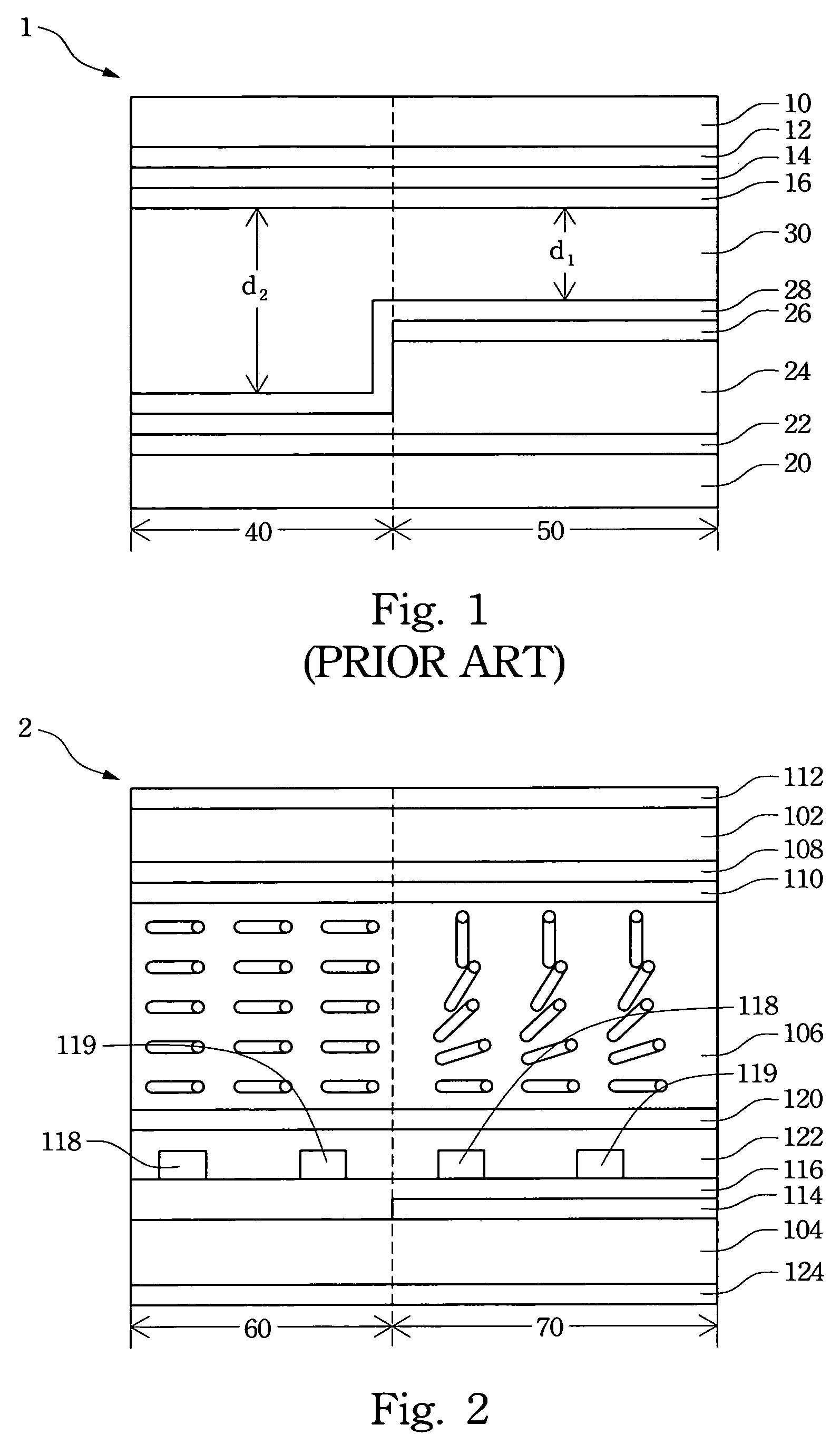Liquid crystal display with transmissive and reflective regions comprising a first alignment film having different alignments in the transmissive and reflective regions and a second alignment film with a single alignment