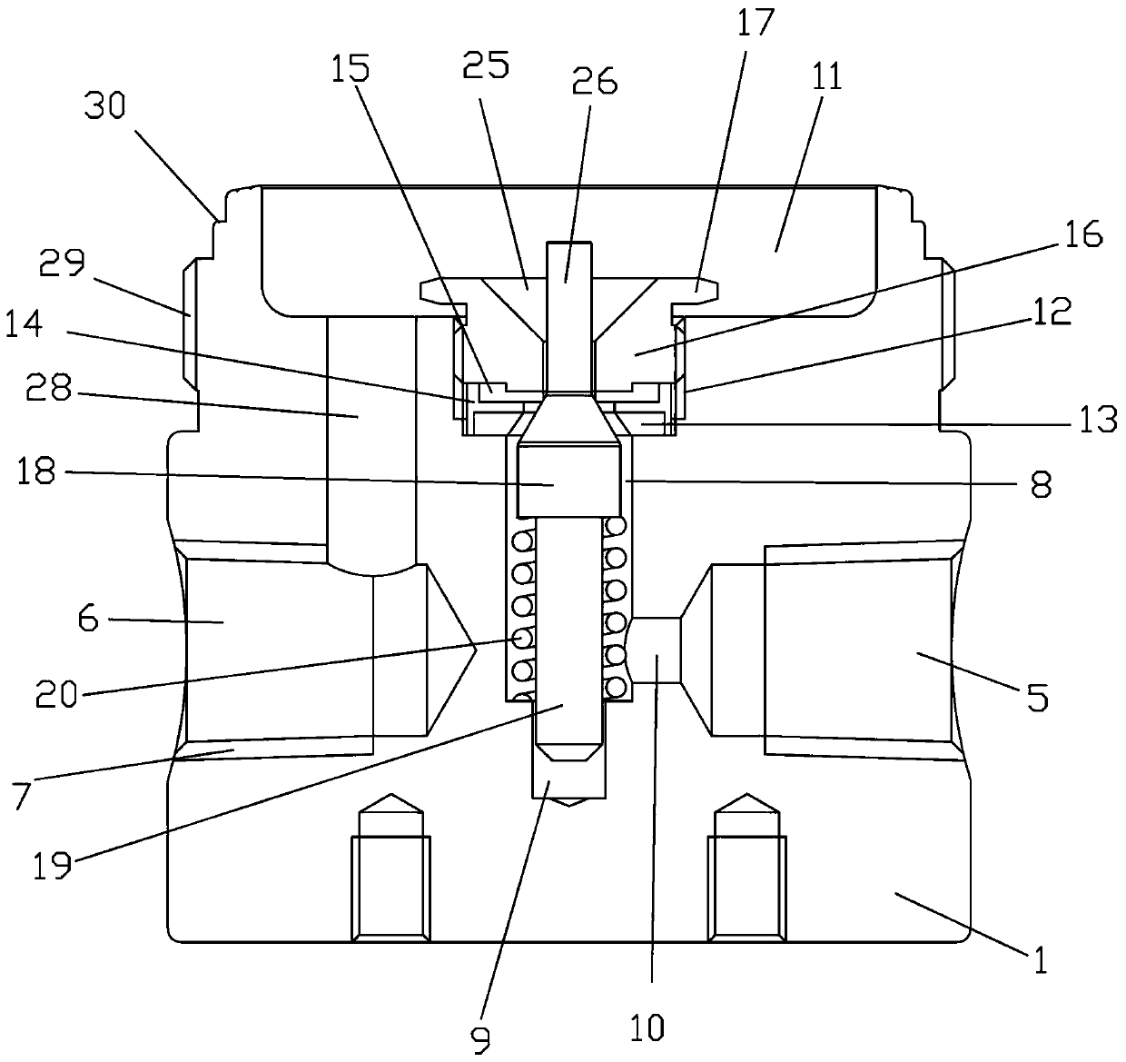 Diaphragm-type pressure reducing valve with high-pressure entering and low-pressure discharging