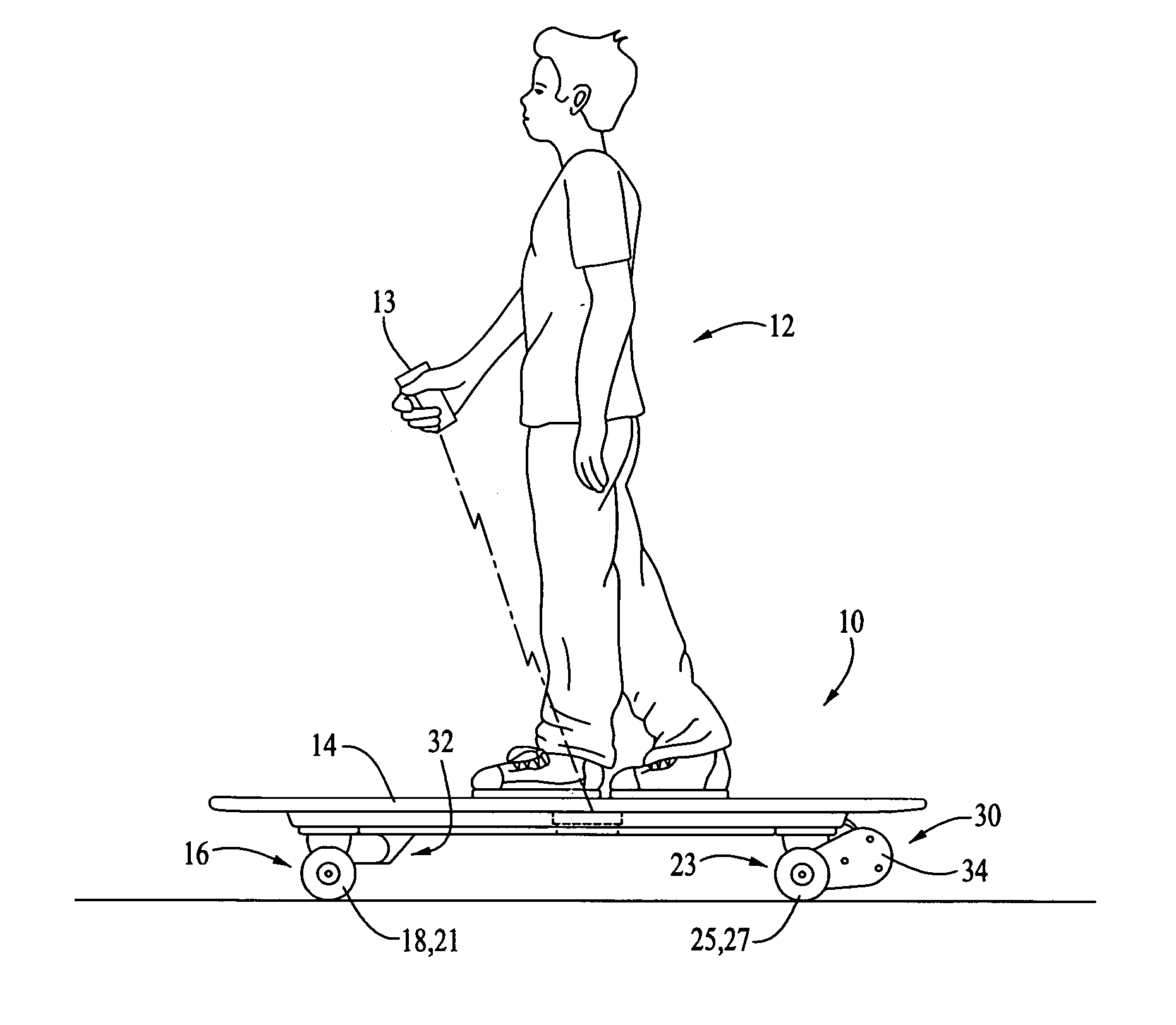 Skateboard with motorized drive and brake systems