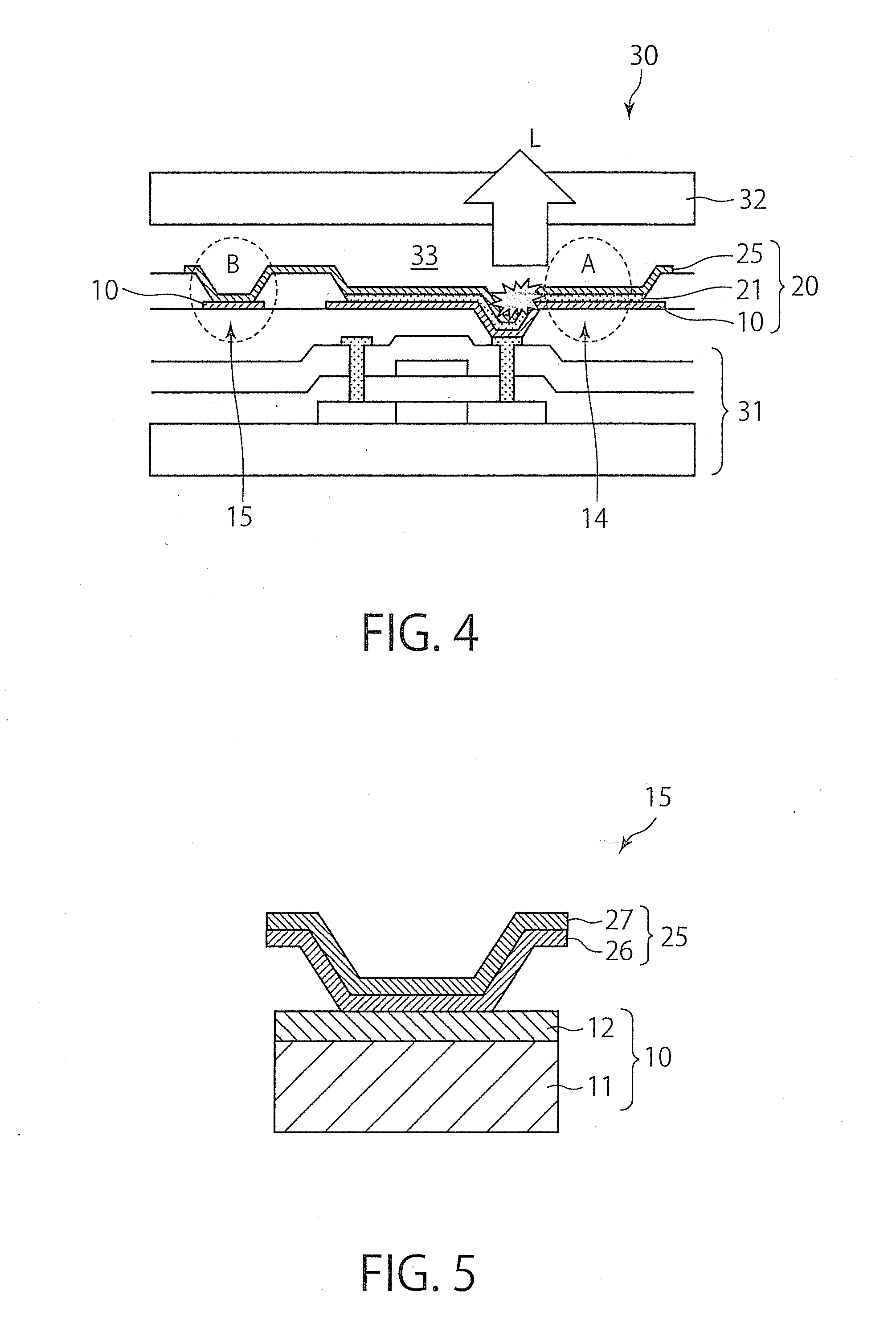 Anode structure for use in organic el device, production method thereof and organic el device