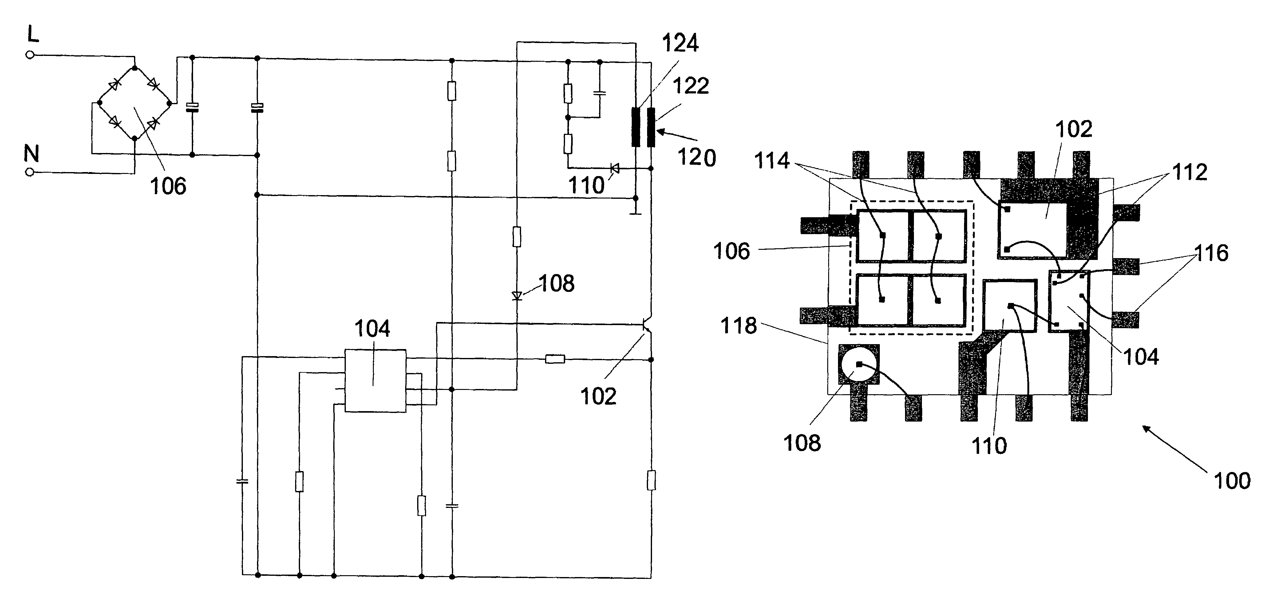 Active primary-sided circuit arrangement for a switch-mode power supply