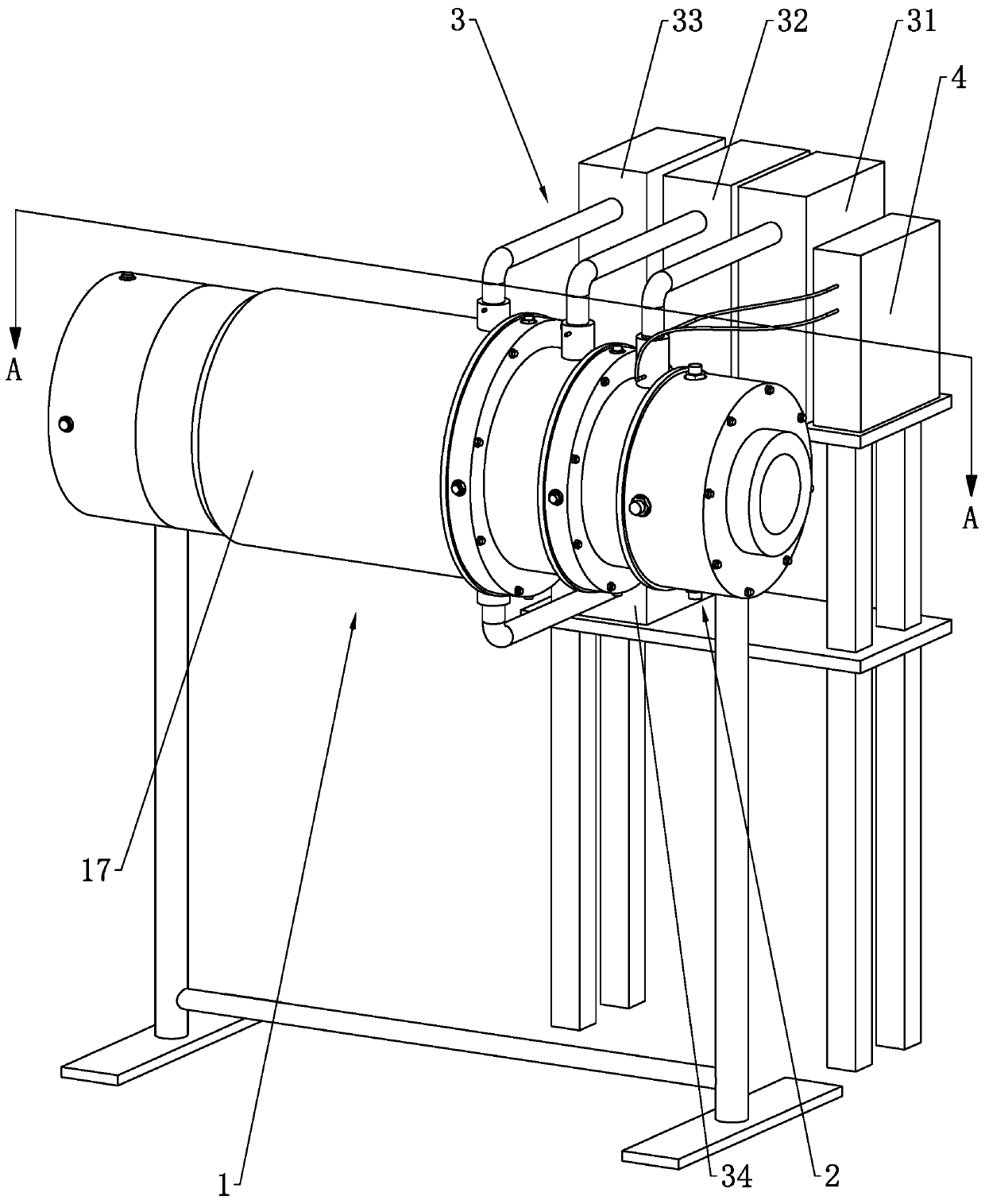 Dual-colored cable three-layer co-extrusion device