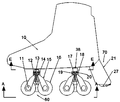 Pair of single-row and double-row roller skates capable of being automatically switched